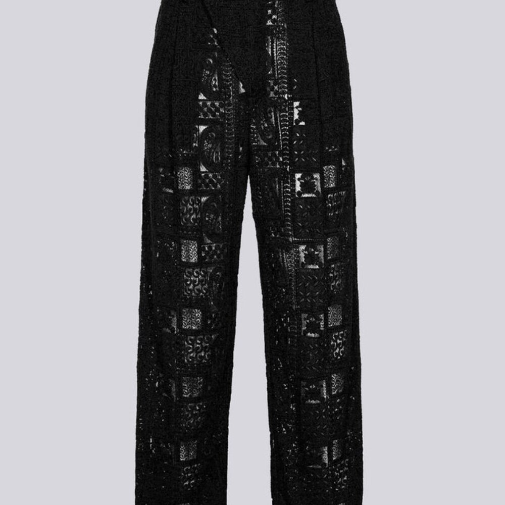 ORTTU Black Crochet Wide-Leg Men's Pants